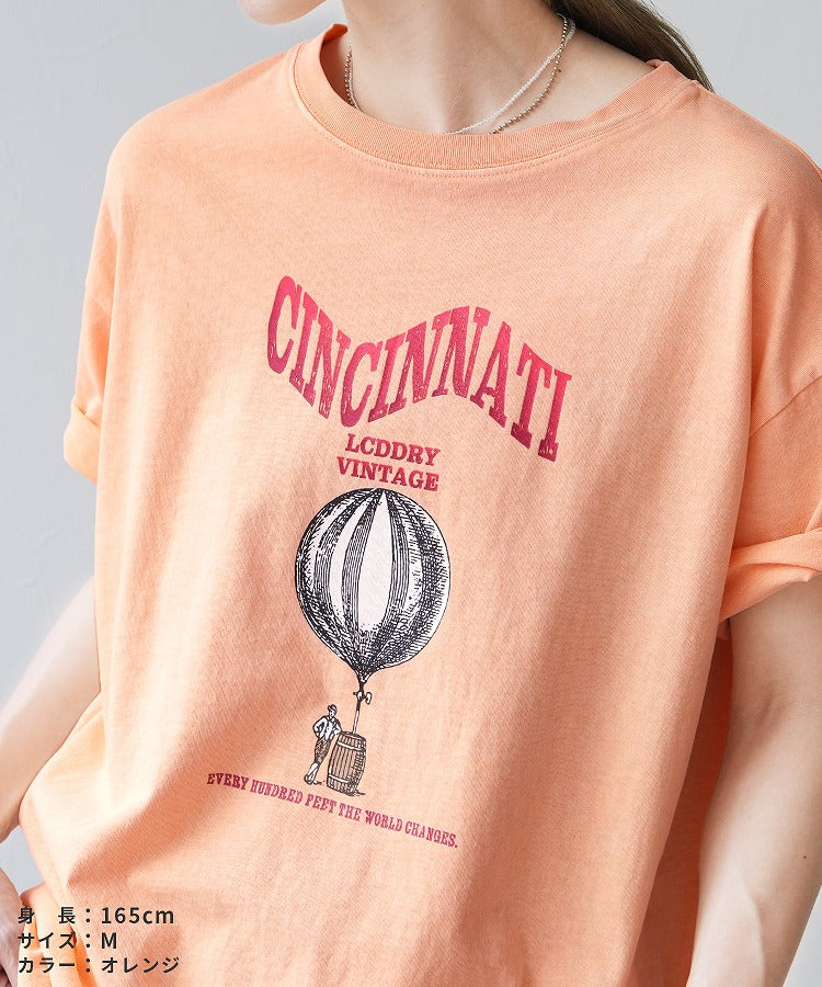 レカ reca ヴィンテージ気球プリントロゴTシャツ(bel-z-33324) (オレンジ) オレンジ