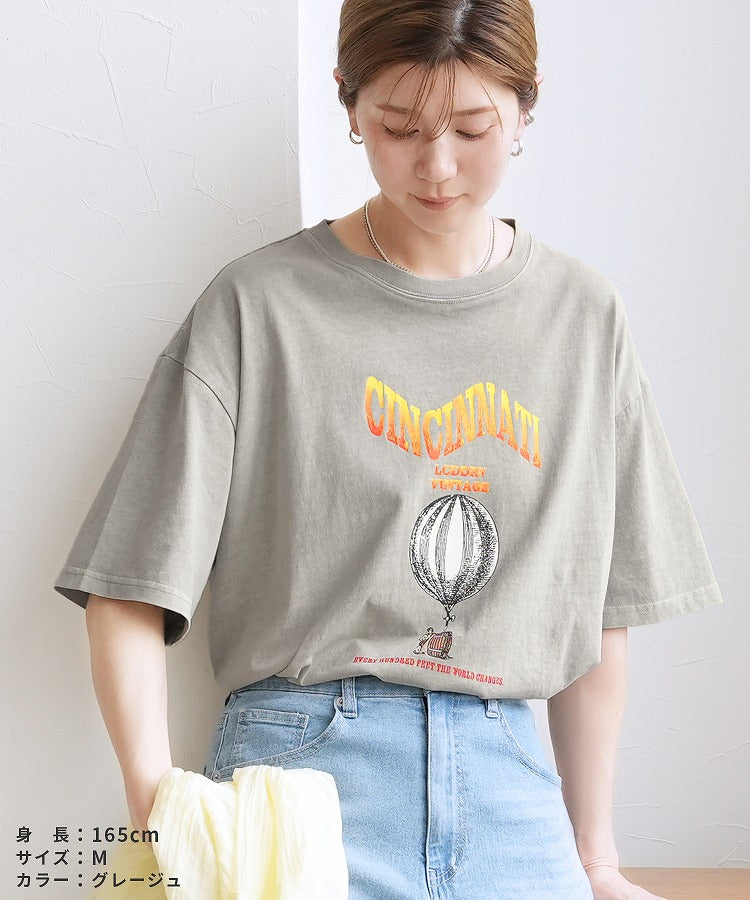 レカ reca ヴィンテージ気球プリントロゴTシャツ(bel-z-33324) (オレンジ) オレンジ