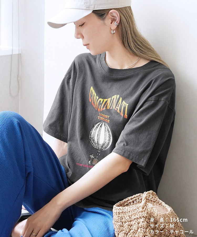 レカ reca ヴィンテージ気球プリントロゴTシャツ(bel-z-33324) (オレンジ) オレンジ