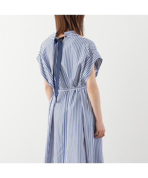 ヘレンチア HERENCIA HERENCIA ワンピース Back-Ribbon Striped Shirt Dress H326114 (1/ブルー×ホワイト) 1/ブルー×ホワイト