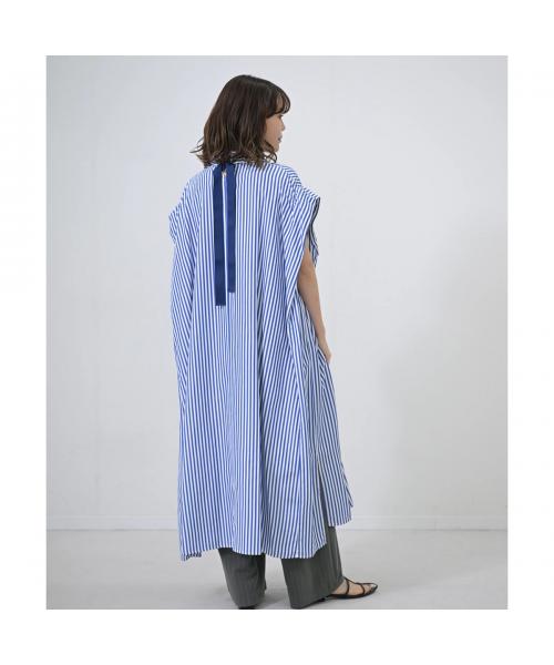 ヘレンチア HERENCIA HERENCIA ワンピース Back-Ribbon Striped Shirt Dress H326114 (1/ブルー×ホワイト) 1/ブルー×ホワイト