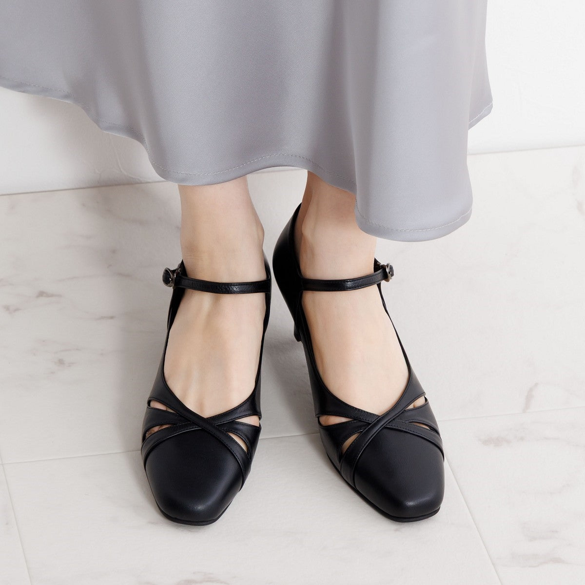 Himiko Himiko 【Comfort Walk Pumps】 5cm Heel Cut Work Strap