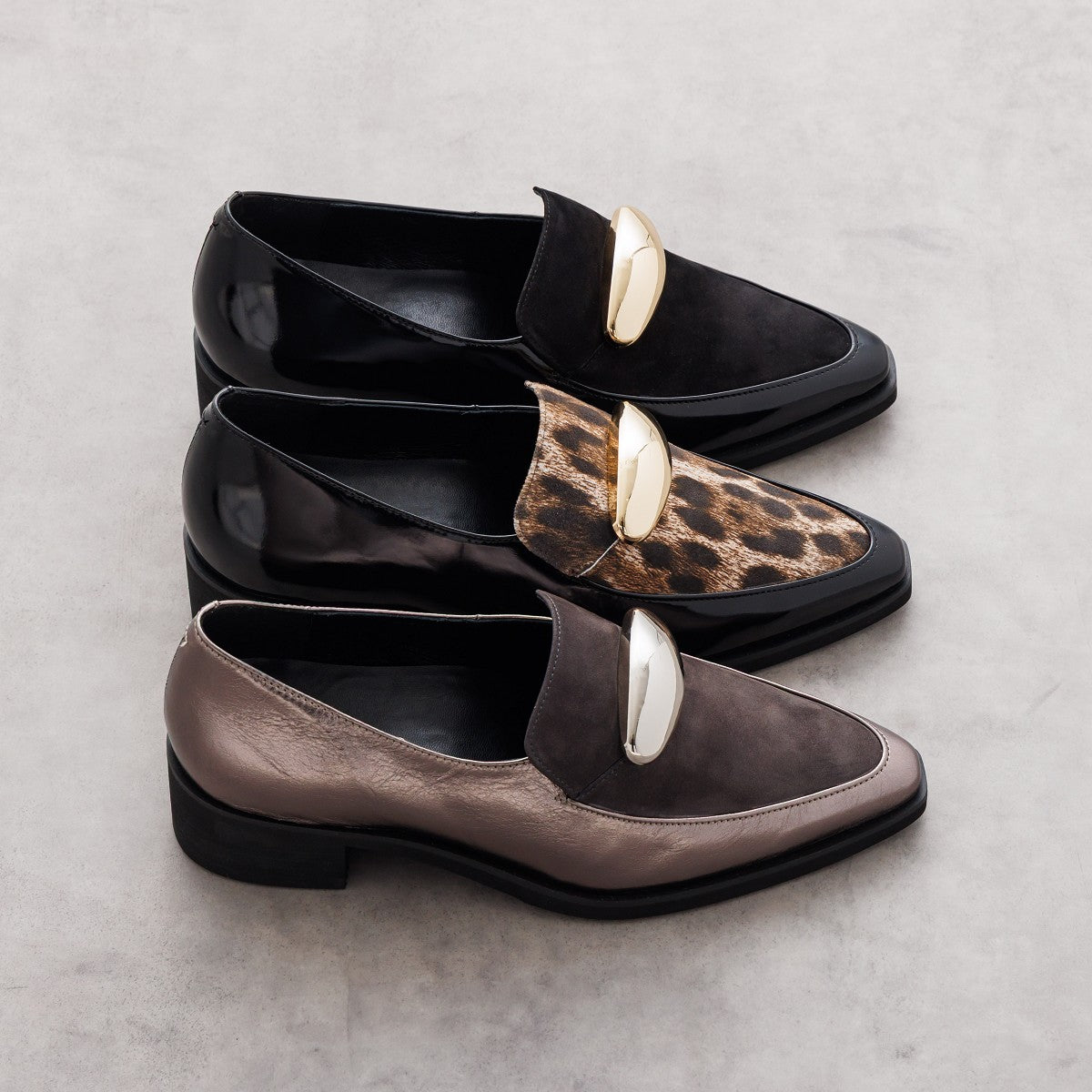 ヒミコ 卑弥呼 軽量ソールオーバルモチーフローファー/651306 (ガンメタ) ガンメタ