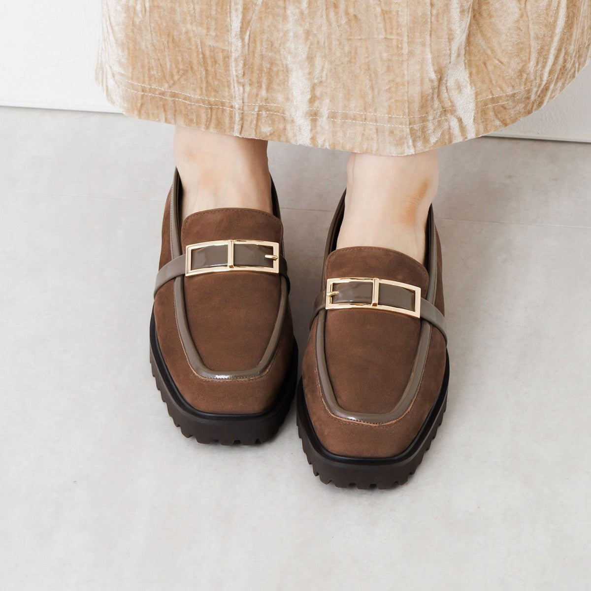 ヒミコ 卑弥呼 トラックソールスクエアバックルローファー/651321 (ブラウン) ブラウン