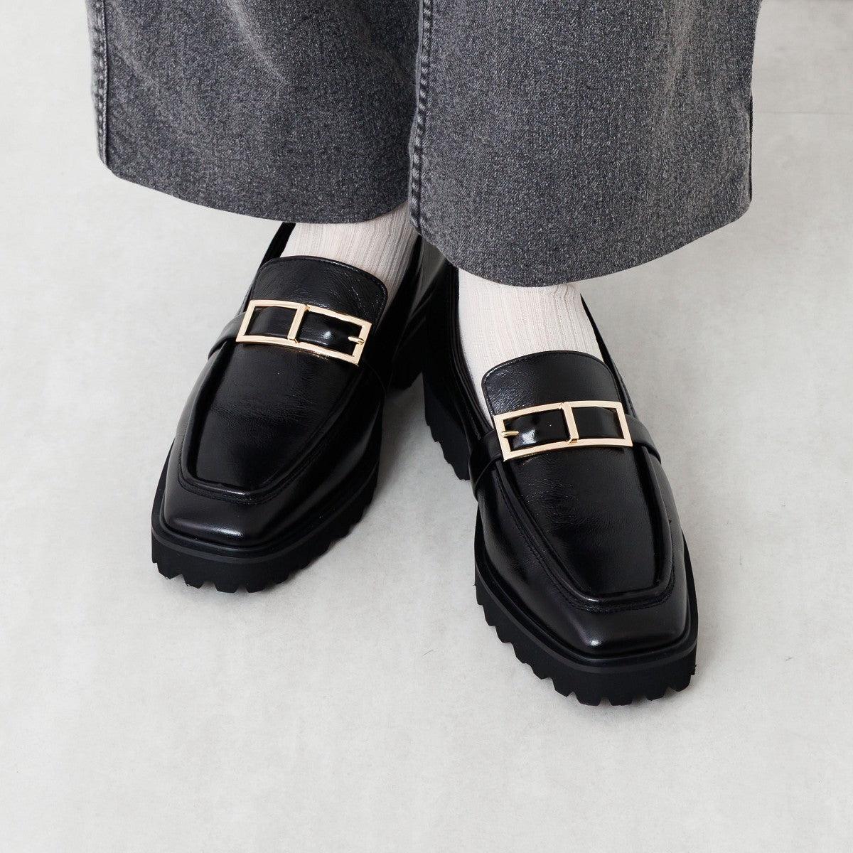ヒミコ 卑弥呼 トラックソールスクエアバックルローファー/651321 (ブラック) ブラック
