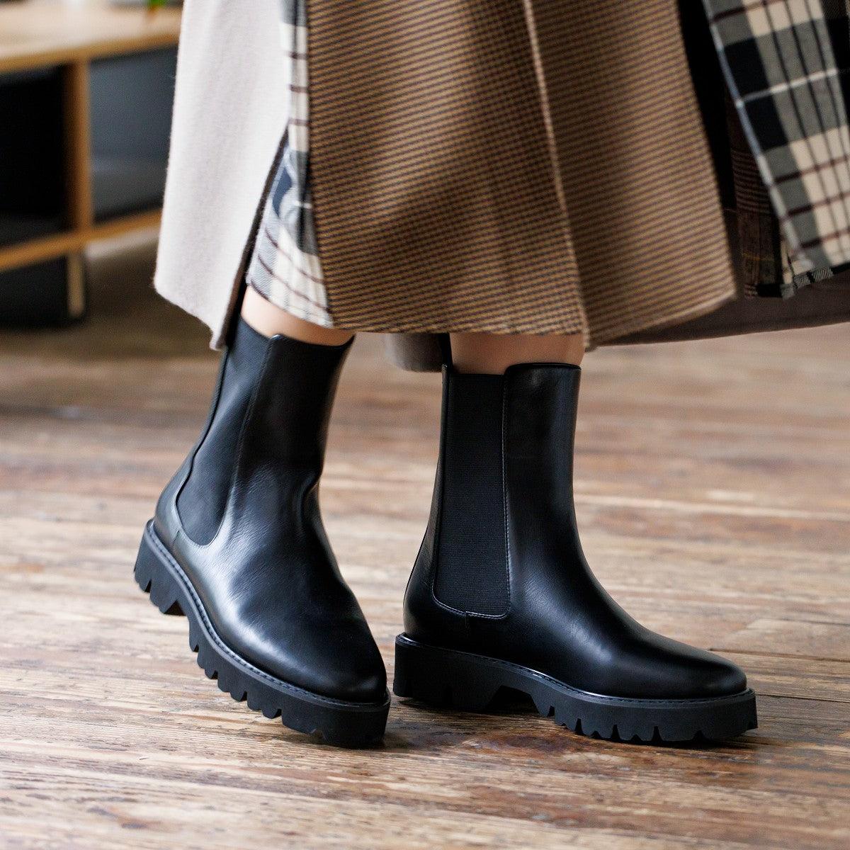 ヒミコ 卑弥呼 【撥水レザー】サイドゴアトラックソールブーツ/621406 (アイボリ-) アイボリ-