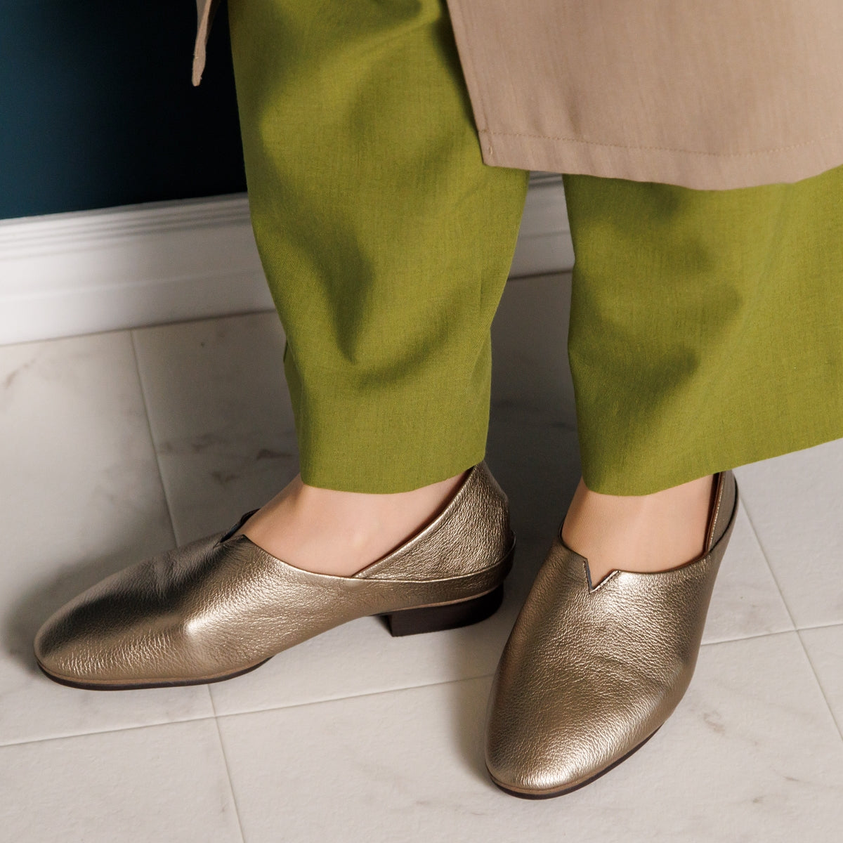 ヒミコ 卑弥呼 【ジェルインソール/撥水レザー】ソフトフラットシューズ/635305,ブロンズ