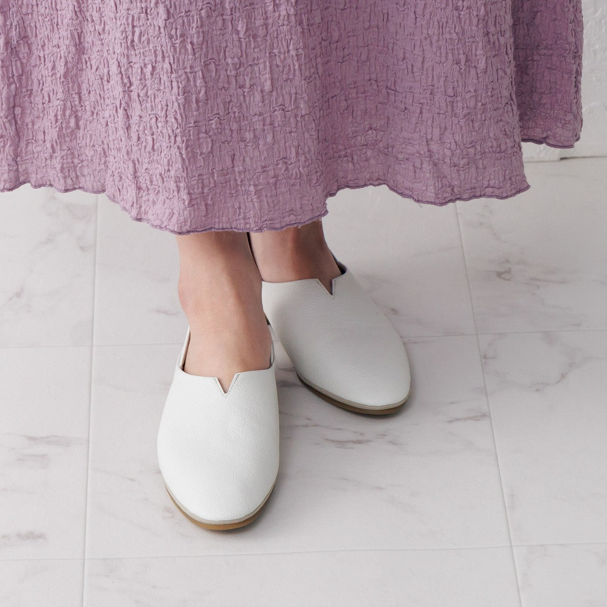 ヒミコ 卑弥呼 【ジェルインソール/撥水レザー】ソフトフラットシューズ/635305 (アイボリー) アイボリー