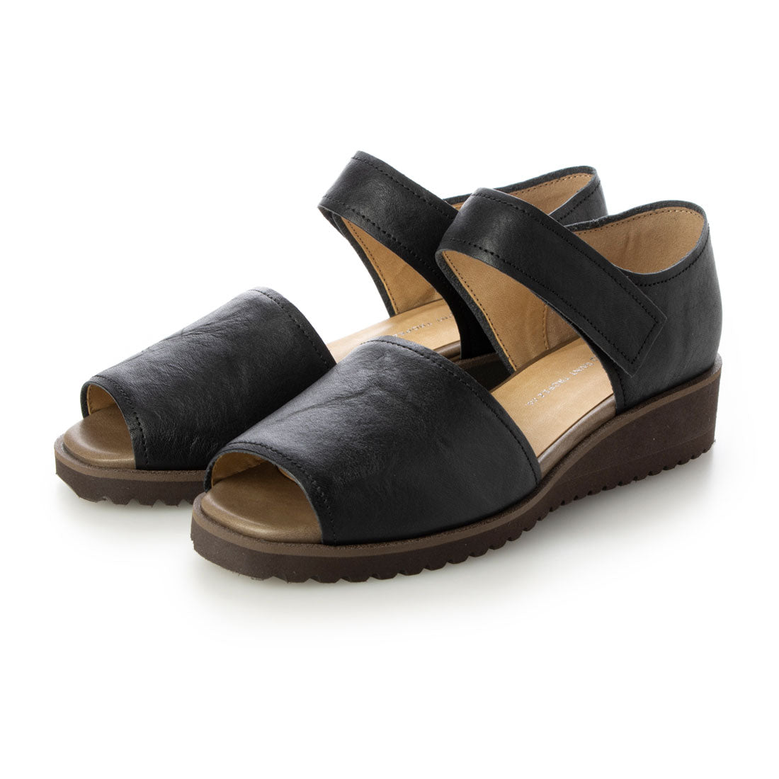 ヒップス HIPS 軽量レザーストラップサンダル (ブラック) ブラック