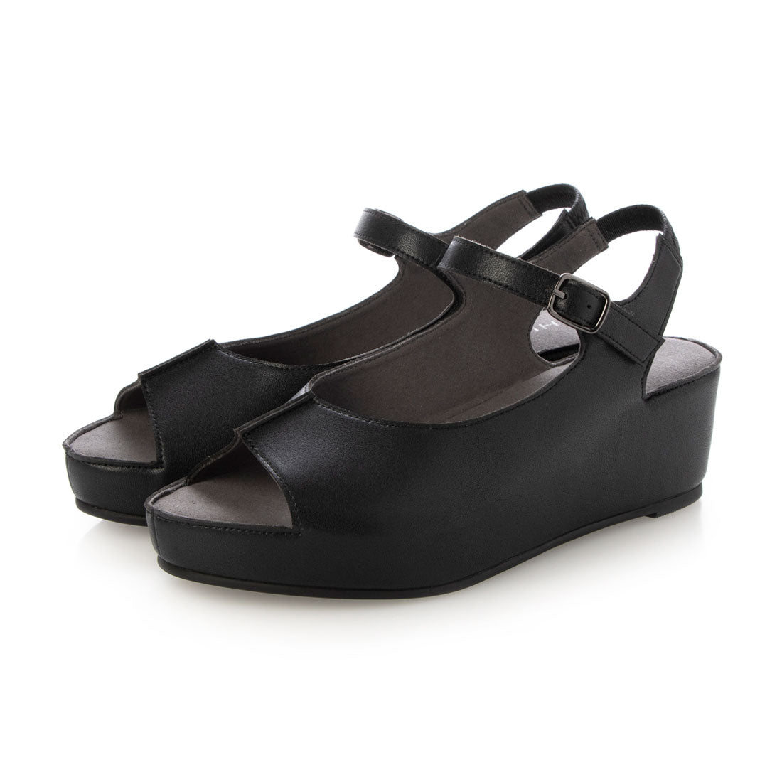 ヒップス HIPS インヒールプラットサンダル,ブラック