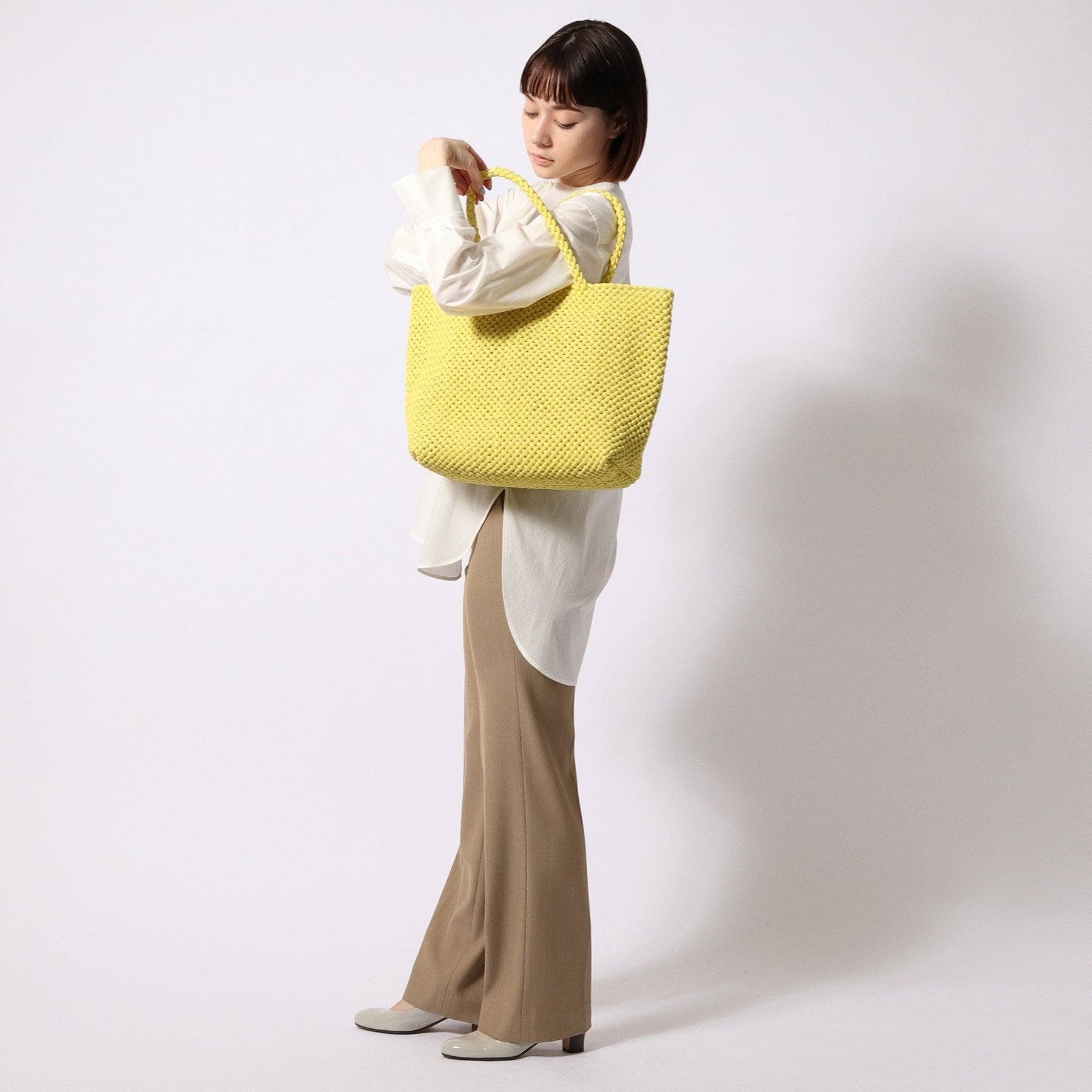 ヒロフ HIROFU 【ブレッツァナッパレース】レザーメッシュトートバッグ L 本革 (レモネード) レモネード(130)