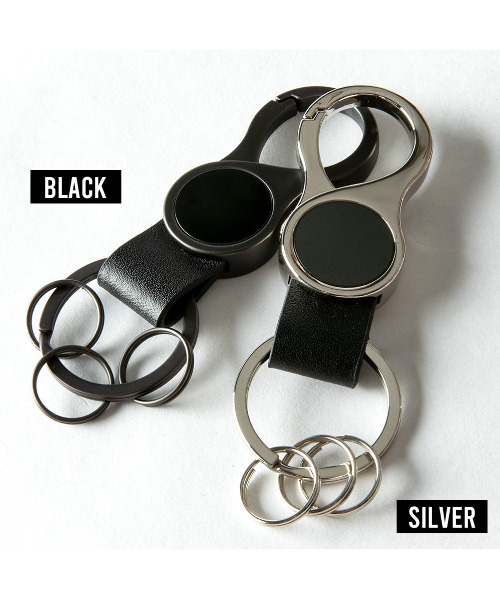 ジェネレス GENELESS キーホルダー メンズ キーリング 鍵 カラビナ 鍵ホルダー シンプル メタリック ダブルリング モノトーン