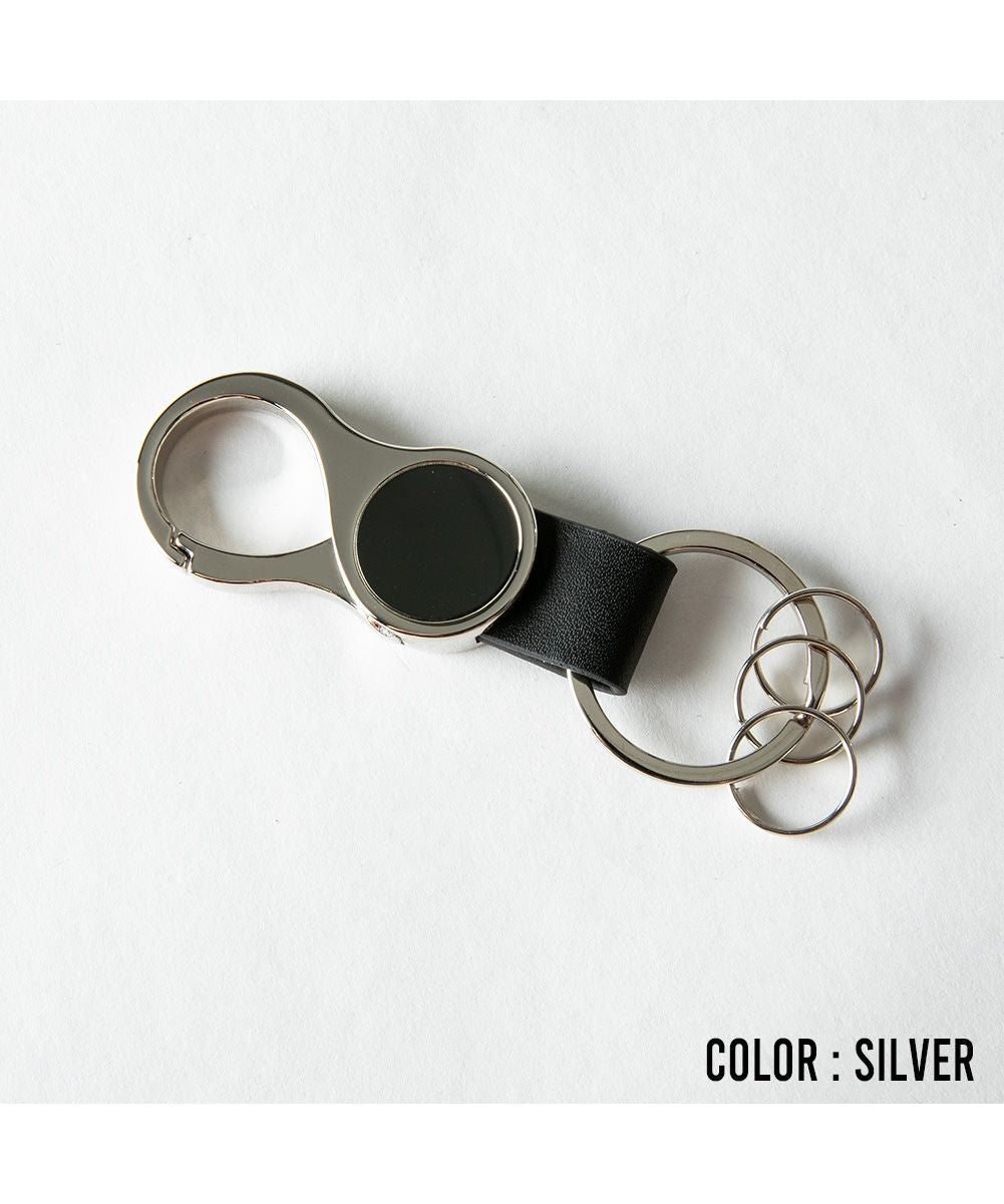 ジェネレス GENELESS キーホルダー メンズ キーリング 鍵 カラビナ 鍵ホルダー シンプル メタリック ダブルリング モノトーン