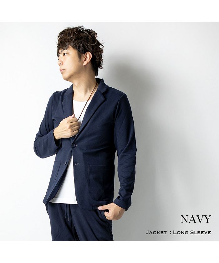 ジェネレス GENELESS テーラードジャケット メンズ 長袖 七分袖 アウター 大きいサイズ 全4色 ネイビー ブルー 黒 グレー