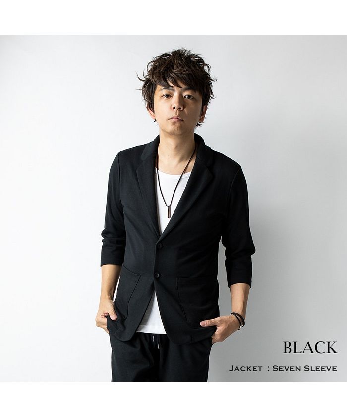 ジェネレス GENELESS テーラードジャケット メンズ 長袖 七分袖 アウター 大きいサイズ 全4色 ネイビー ブルー 黒 グレー