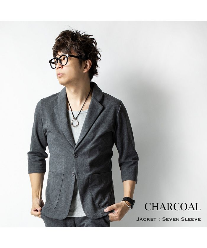 ジェネレス GENELESS テーラードジャケット メンズ 長袖 七分袖 アウター 大きいサイズ 全4色 ネイビー ブルー 黒 グレー