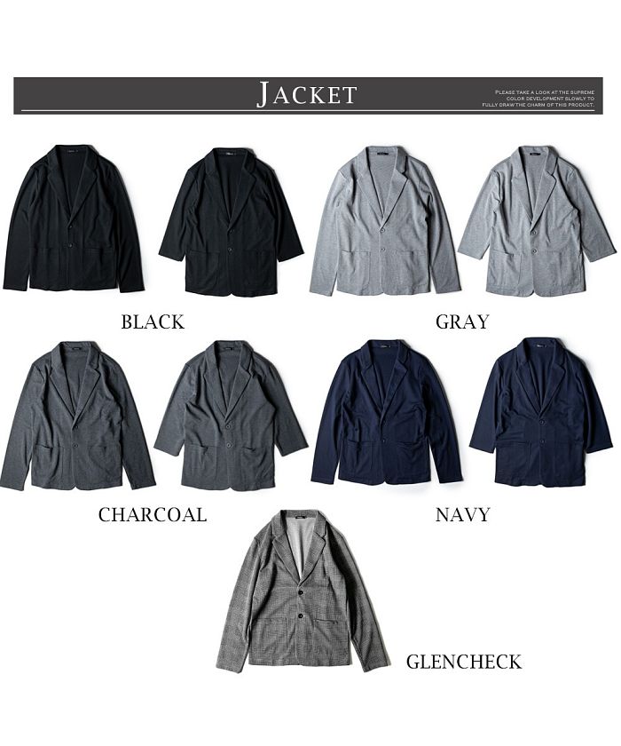 ジェネレス GENELESS テーラードジャケット メンズ 長袖 七分袖 アウター 大きいサイズ 全4色 ネイビー ブルー 黒 グレー