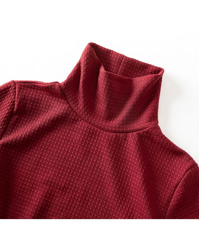 ジェネレス GENELESS タートルネック Tシャツ メンズ カットソー 黒 白 インナー トップス 長袖 千鳥柄 ハイネック