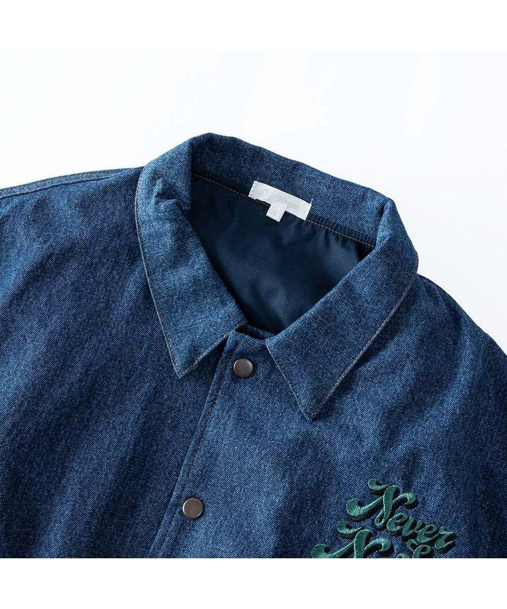 GENELESS Stadium Jacket Men's Denim Winter Oversized Loose Fit Color Block Denim Stadium Jacket Big Size Retro