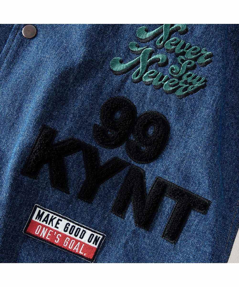 GENELESS Stadium Jacket Men's Denim Winter Oversized Loose Fit Color Block Denim Stadium Jacket Big Size Retro