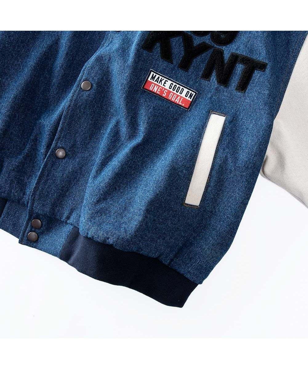 GENELESS Stadium Jacket Men's Denim Winter Oversized Loose Fit Color Block Denim Stadium Jacket Big Size Retro