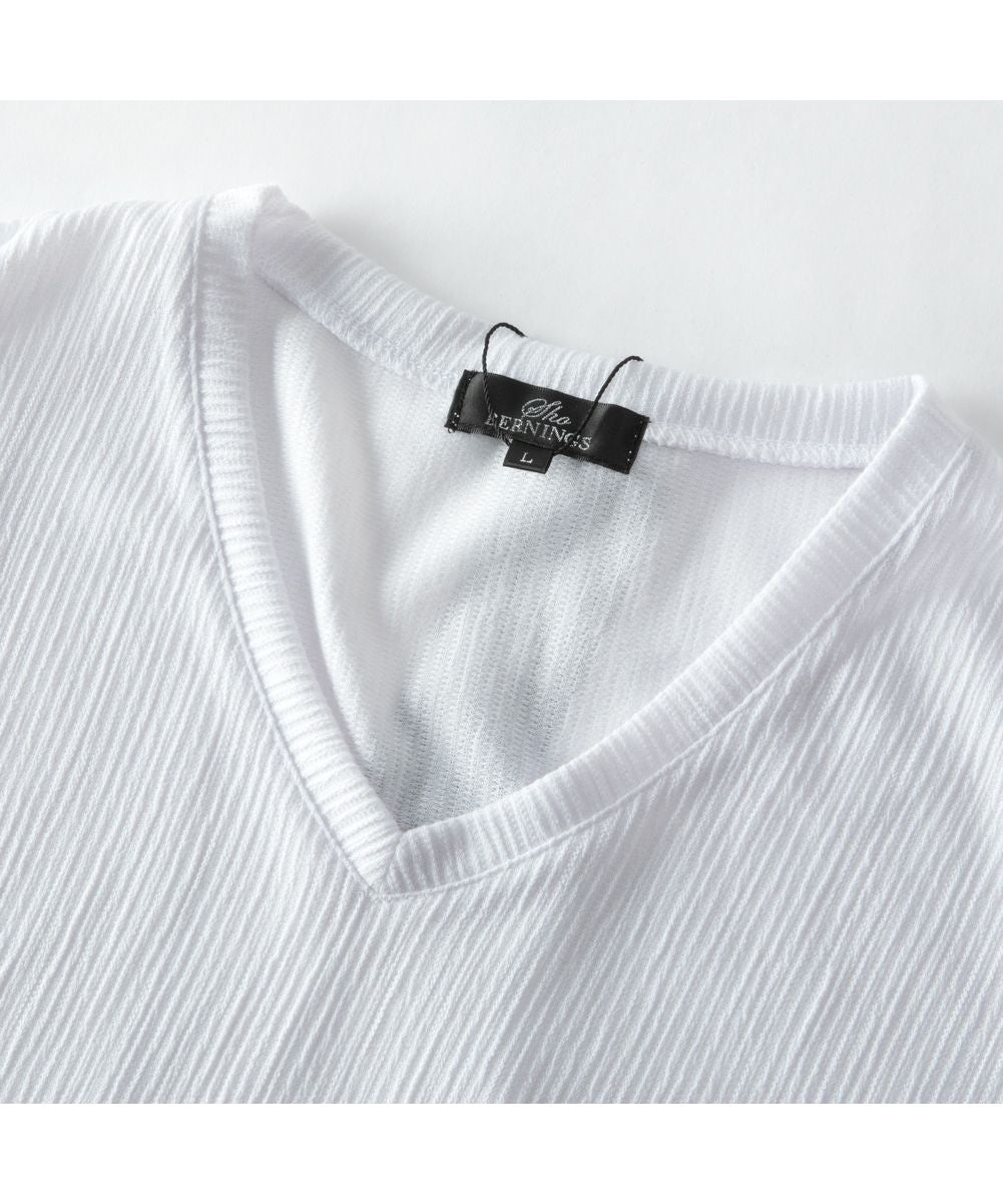 ジェネレス GENELESS 短袖T恤 男士 T恤 V領 短袖 內搭 修身 纖細 夏季 T恤 剪裁上衣 彈性