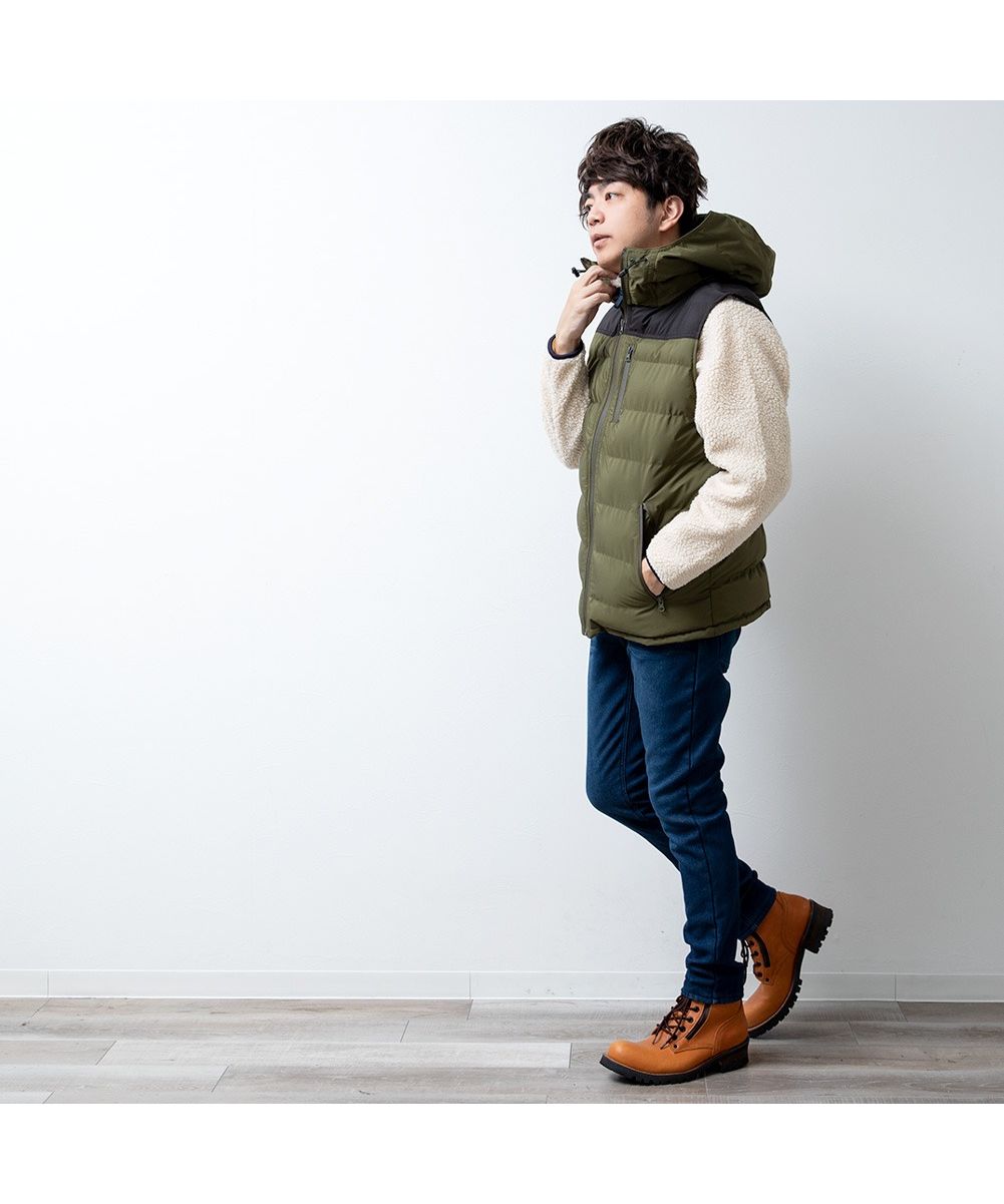 ジェネレス GENELESS ベスト メンズ ダウン ダウンベスト 暖かい 中綿ベスト 秋冬 アウター 中綿 ブルゾン シームレス (カーキ) カーキ