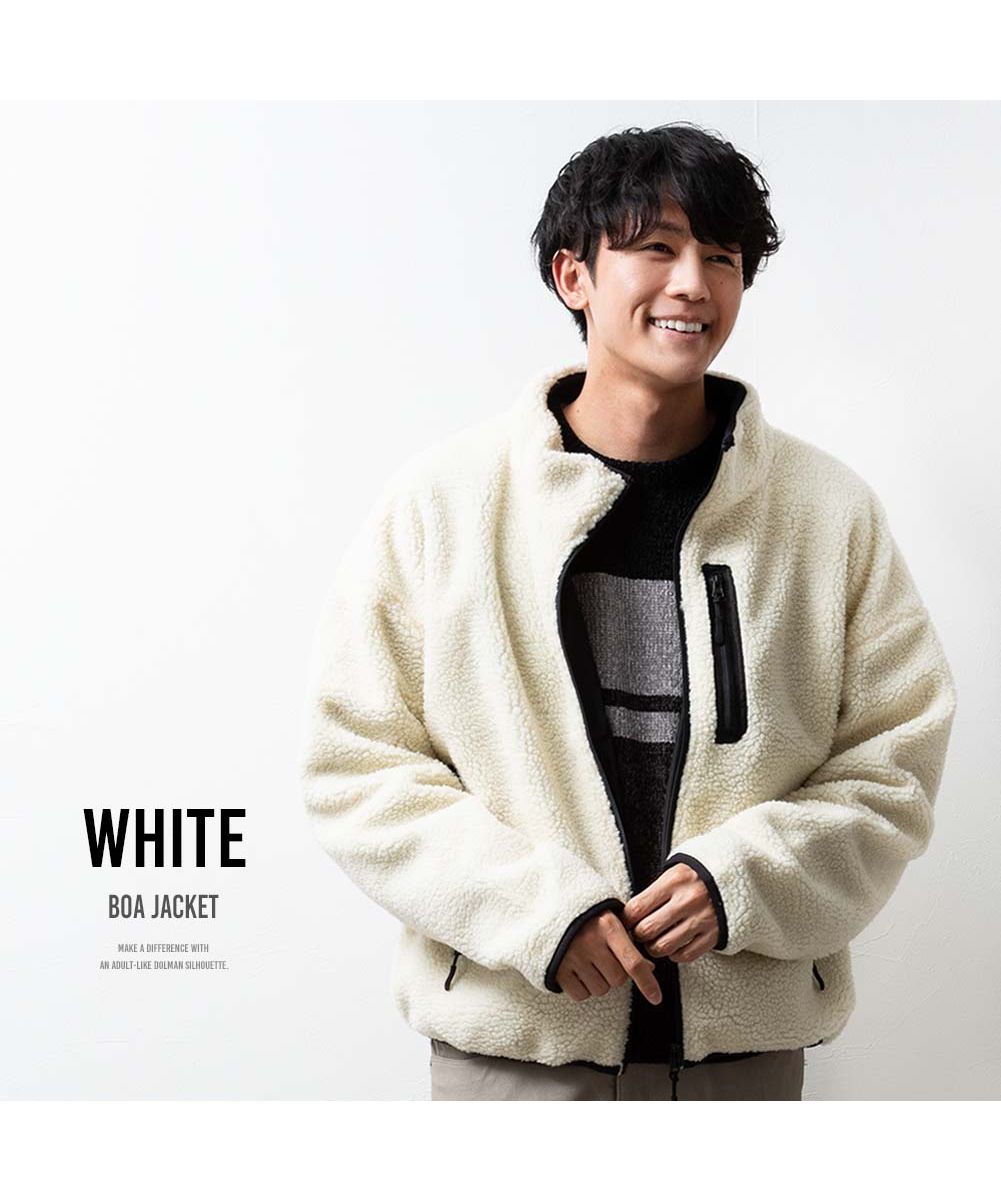 ジェネレス GENELESS アウター メンズ ボア スタンド ジャケット リバーシブル ブルゾン 秋冬 暖かい 軽量 ジャンパー スタンドカラー ポリエステル ホワイト おしゃれ 全2色