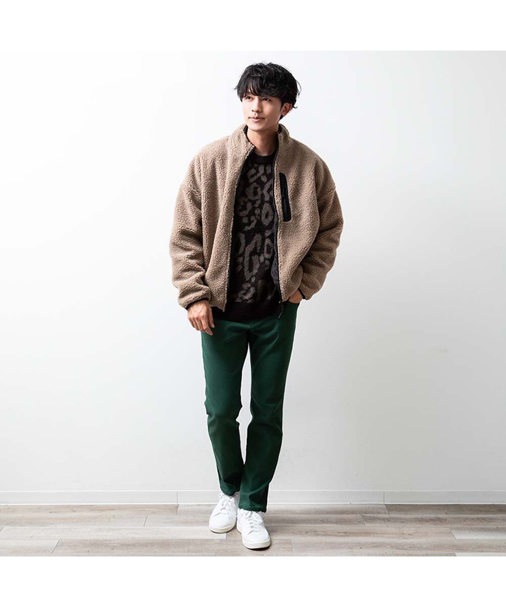 ジェネレス GENELESS アウター メンズ ボア スタンド ジャケット リバーシブル ブルゾン 秋冬 暖かい 軽量 ジャンパー スタンドカラー ポリエステル ホワイト おしゃれ 全2色