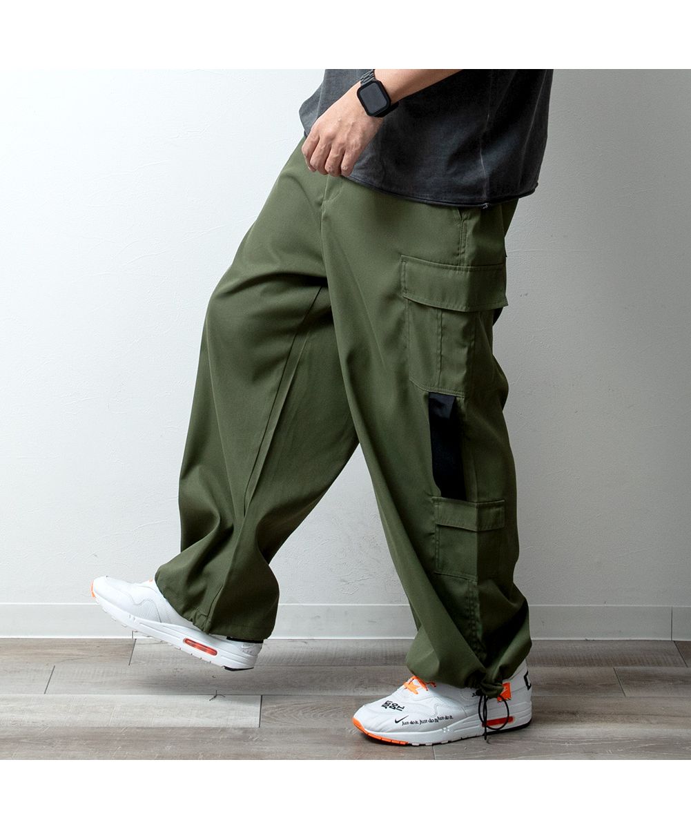 GENELESS Cargo Pants for Men Loose Wide Cargo Pants Thick Stylish Wide Pants Baggy Pants Elastic Waist Simple Elastic Waist Casual Trousers