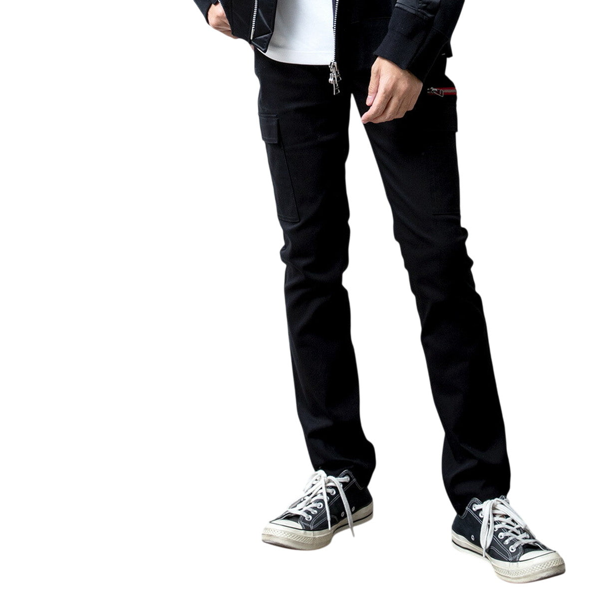 カーゴパンツ メンズ スリム ストレッチ 七分丈 7分丈 ロング スキニー ズボン ボトムス 夏 夏服 秋服 M L LL XL 全6色 JB-62218 92P9502S 09.ブラック・フルレングス