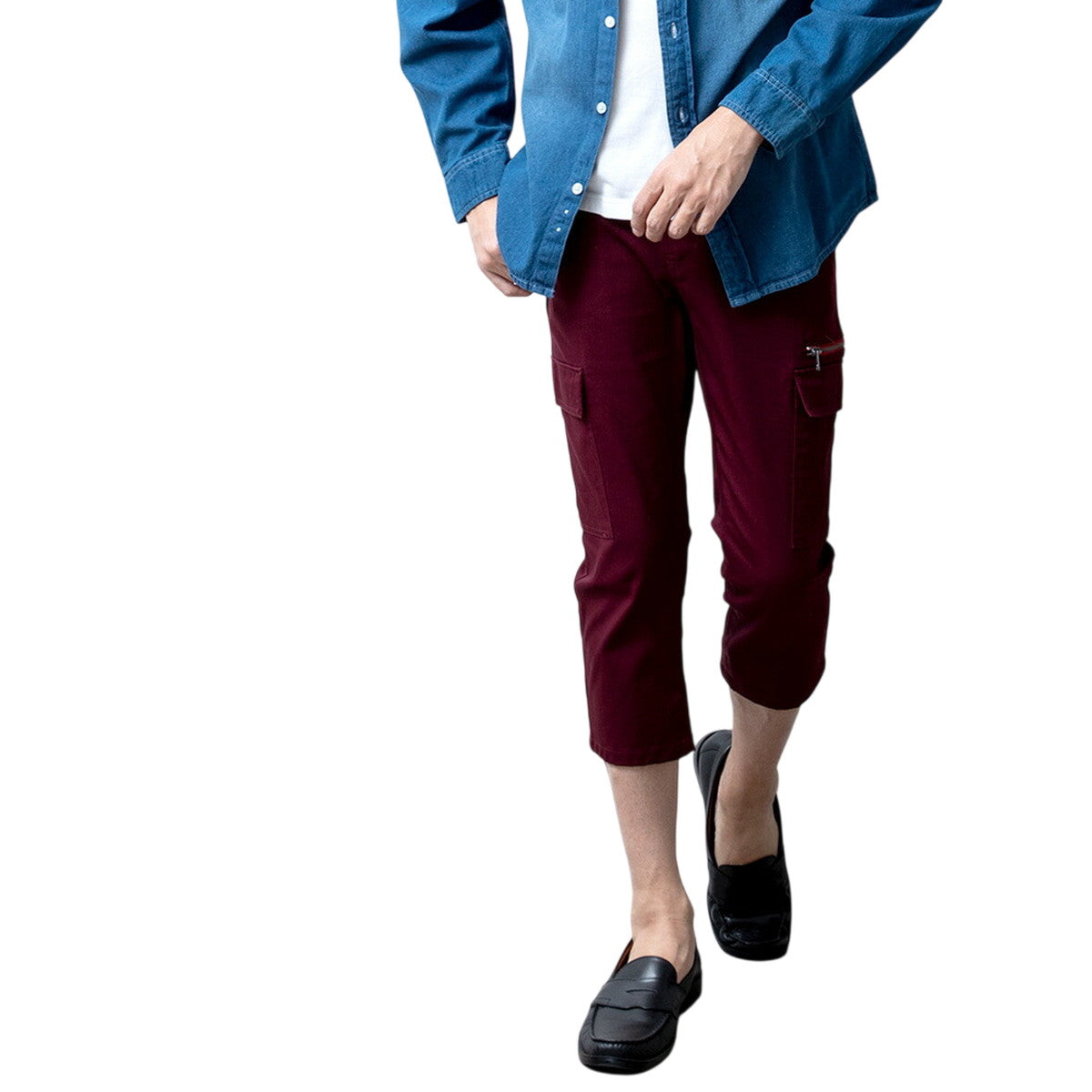 カーゴパンツ メンズ スリム ストレッチ 七分丈 7分丈 ロング スキニー ズボン ボトムス 夏 夏服 秋服 M L LL XL 全6色 JB-62218 92P9502S 37.ワイン・クロップド