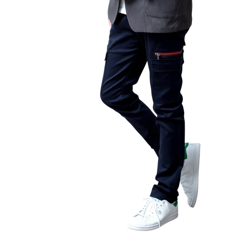 ジェネレス GENELESS 当ショップ限定 カーゴパンツ メンズ スリム ストレッチ 七分丈 7分丈 ロング スキニー ズボン ボトムス 夏 夏服 秋服 M L LL XL 全6色,85.ネイビー・フルレングス