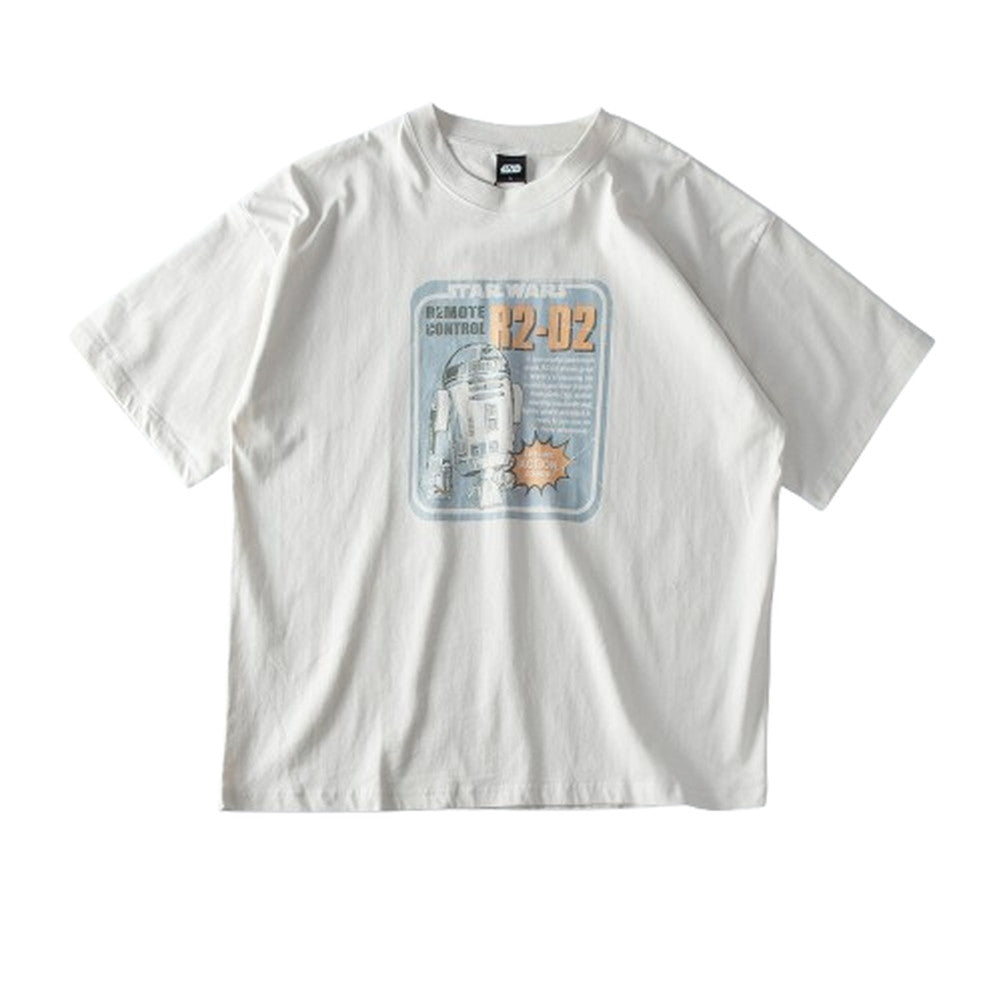 ジェネレス GENELESS tシャツ メンズ 綿100 大きめ 半袖 ピグメント キャラT スターウォーズ R2D2 半袖tシャツ カットソー 大きいサイズ ドライ クルーネック Tシャツ ディズニー B50 (A27.アイボリー) A27.アイボリー