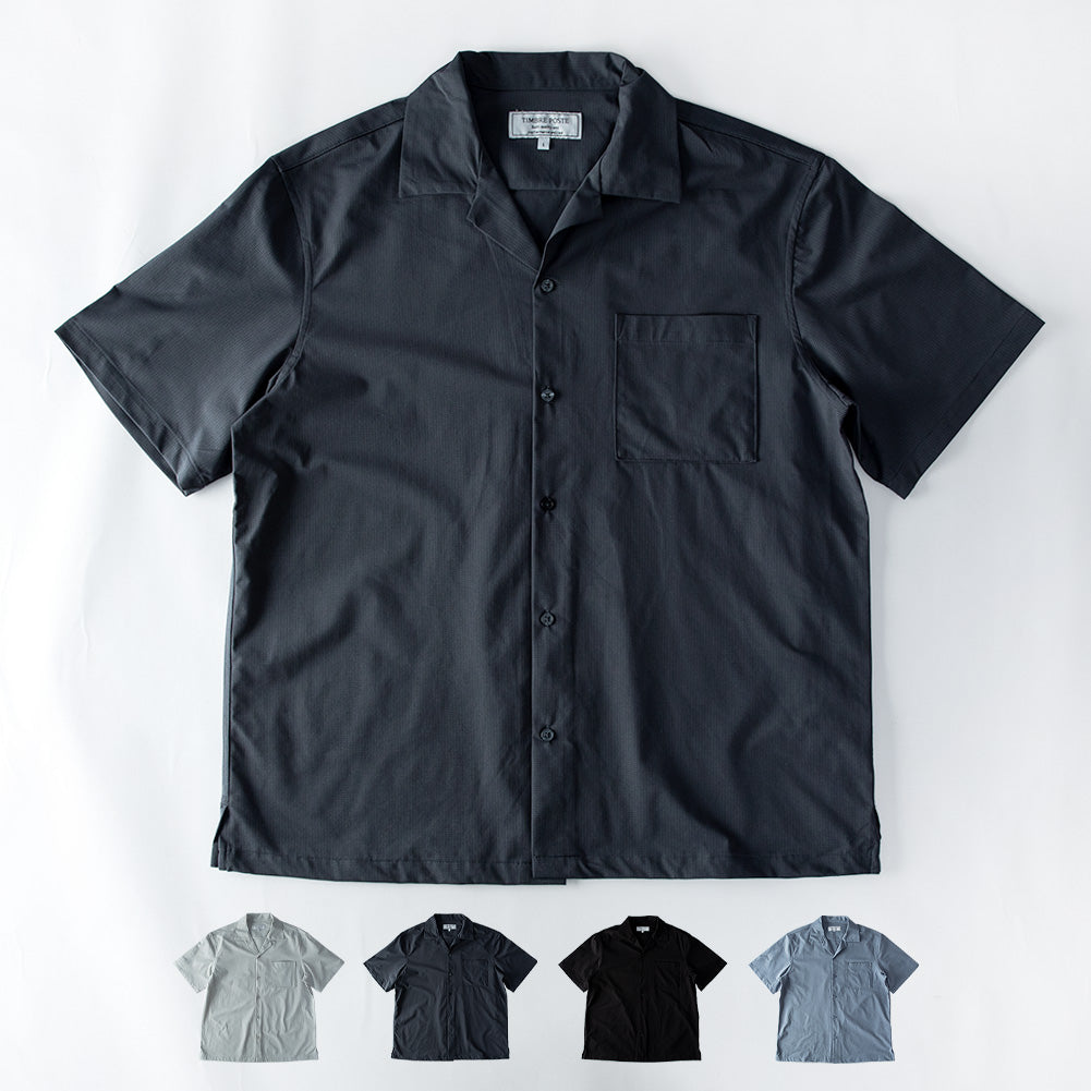 ジェネレス GENELESS オープンカラーシャツ 半袖 メンズ シャツ 涼しい 接触冷感 開襟シャツ 夏 カジュアル ゆったり プレゼント ブラック アメカジ ビッグサイズ 全4色 ブルー オープンカラー (64.サックス) 64.サックス