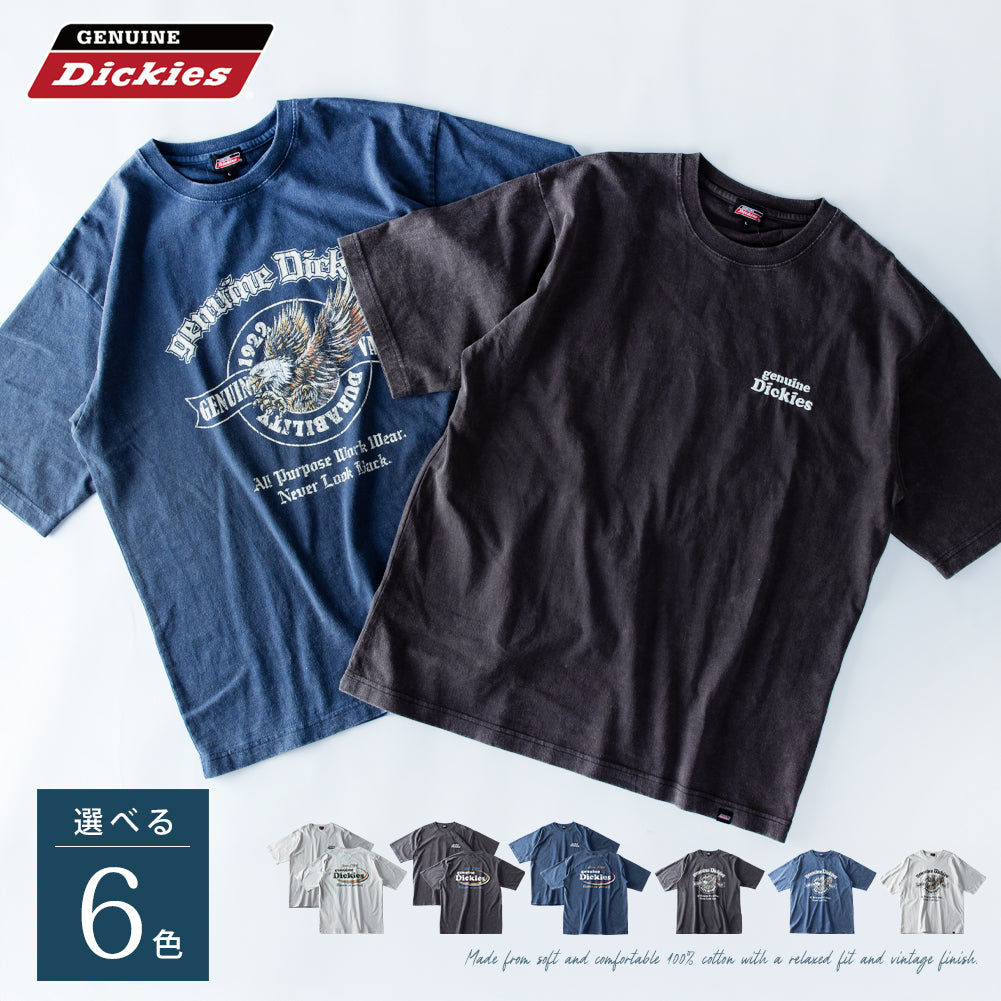 ジェネレス GENELESS 半袖 tシャツ メンズ ディッキーズ プリント ロゴ プリントtシャツ 春夏 GENUINE 大きいサイズ 夏 カットソー 綿 おしゃれ ブルー ストリート 半袖tシャツ (50.スミクロ/B) 50.スミクロ/B