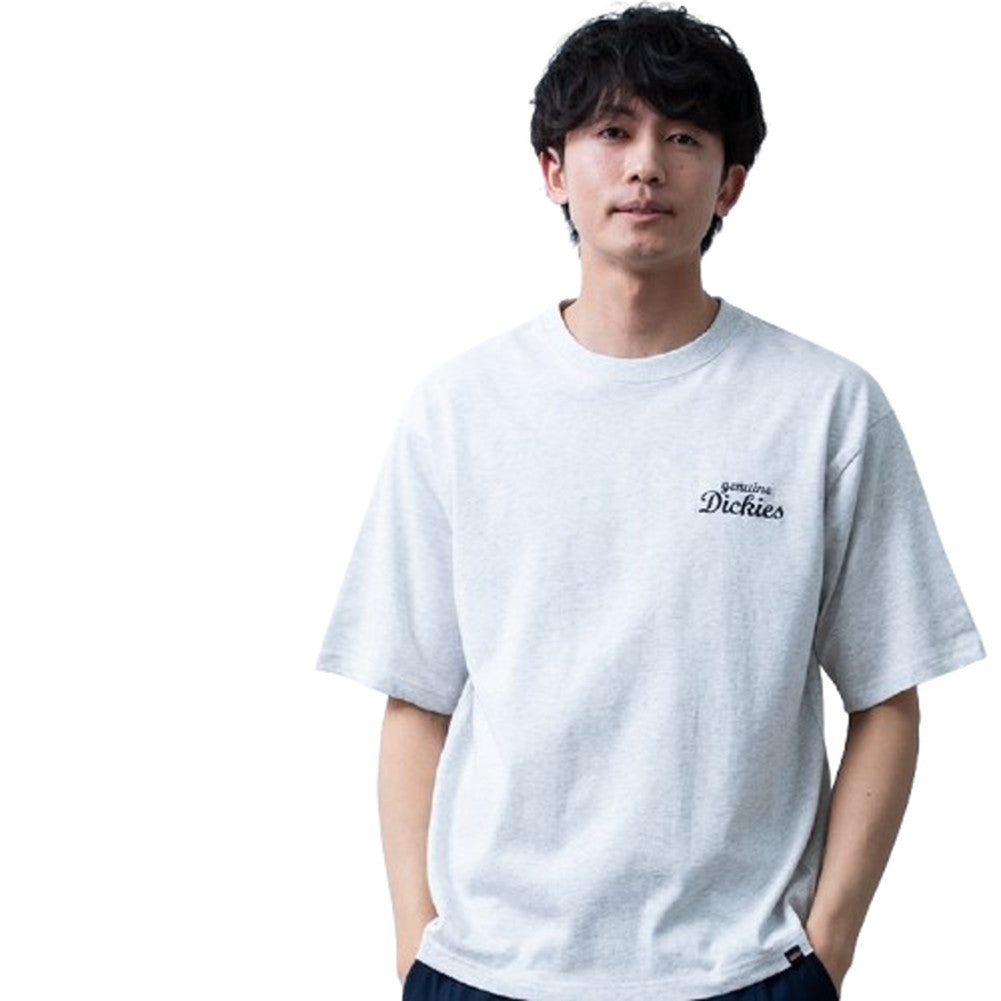 ジェネレス GENELESS メンズ 半袖 tシャツ バックプリント ディッキーズ 半袖tシャツ 夏 Tシャツ 綿100 GENUINE クルーネック プリント コットン トップス イエロー ストリート (19.アッシュグレー) 19.アッシュグレー