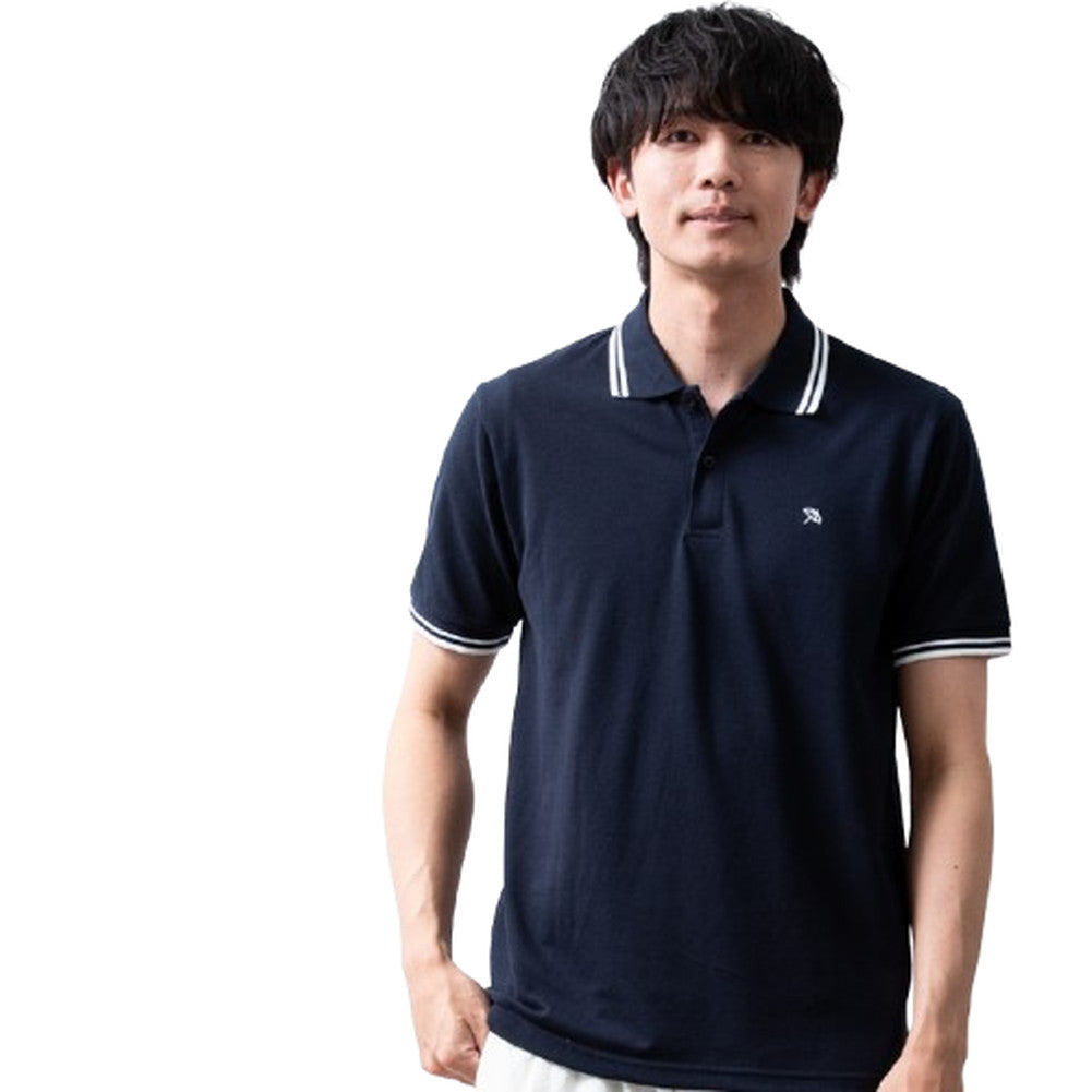 ジェネレス GENELESS ポロシャツ メンズ 半袖 アーノルドパーマー 衿ライン 夏 鹿の子 涼しい ポロ シャツ カジュアル ライトブルー カットソー 綿 グレー ネイビー プレゼント シンプル (75.ネイビー) 75.ネイビー