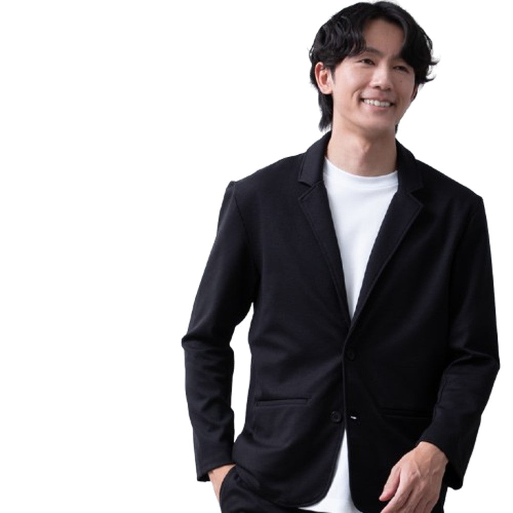 ジェネレス GENELESS テーラードジャケット メンズ 長袖 イージーケア テーラード ジャケット ブルゾン ブレザー アウター 秋 ストレッチ ノッチドラペル ライトアウター おしゃれ 通勤 通学 (ブラック) ブラック