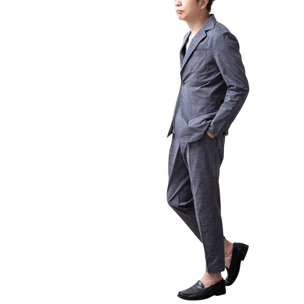 ジェネレス GENELESS セットアップ メンズ テーラードジャケット イージーパンツ 超伸縮 上下セット カットジャージ 薄手 テーラード ジャケット 秋 ウエストゴム ブレザー ブルゾン ストレッチ (グレー) グレー