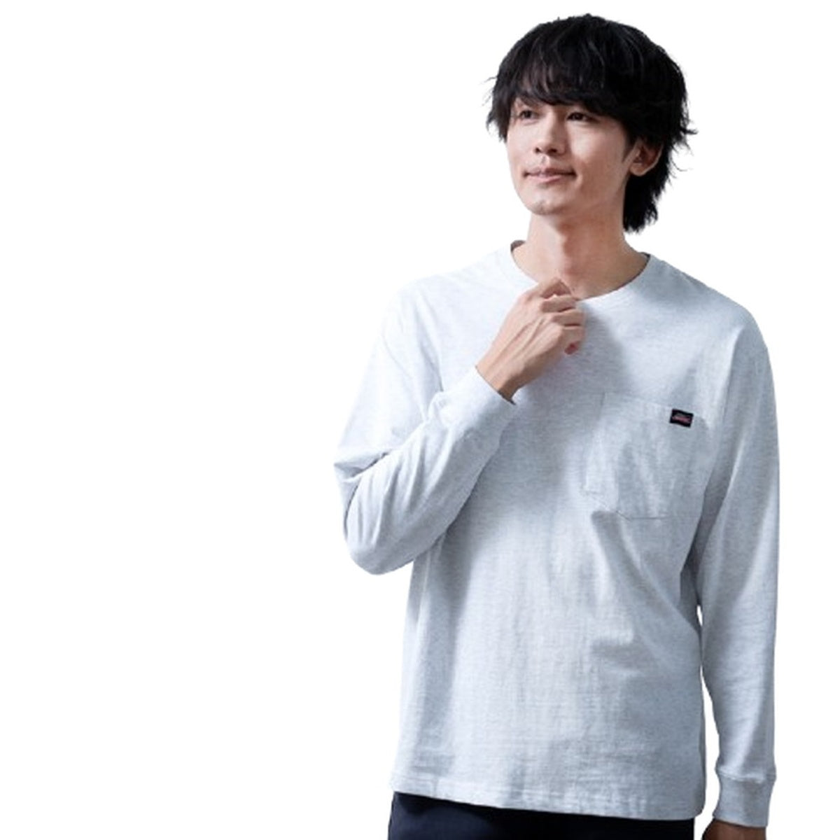 ジェネレス GENELESS tシャツ メンズ 長袖 綿100 GENUINE Dickies 長袖tシャツ クルーネック ディッキーズ 春 トップス コットン インナー 全5色 Tシャツ 長袖Tシャツ (19.アッシュグレー) 19.アッシュグレー
