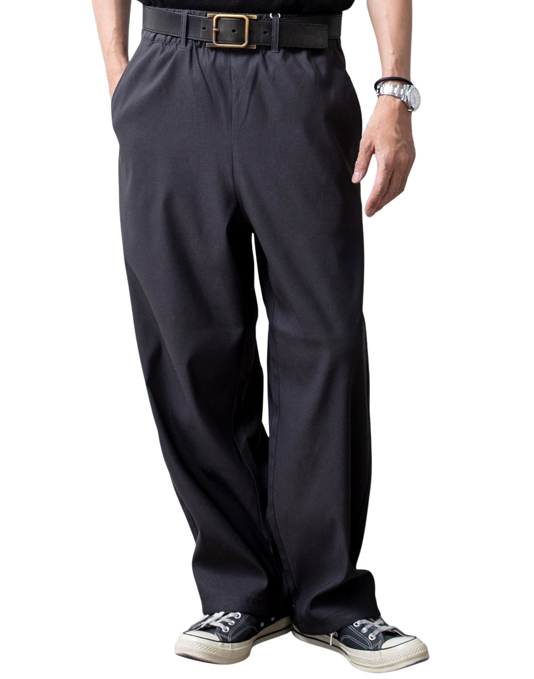 ジェネレス GENELESS ワイドパンツ メンズ スーパーワイド 吸水速乾 ゆったり イージーパンツ RELAIR ワイド パンツ イージーケア ウエストゴム ロングパンツ レギパン 接触冷感 秋 軽量 (39.チャコール) 39.チャコール