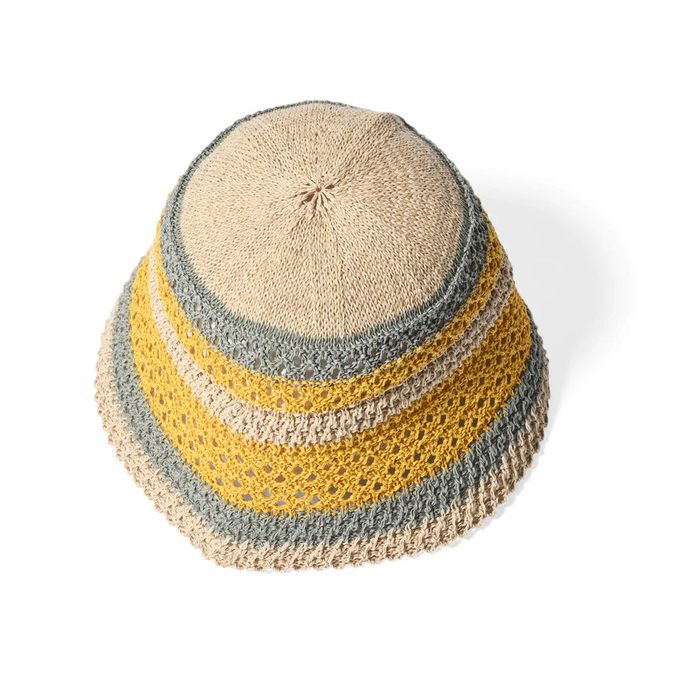 ホームゲーム HOMEGAME HOMEGAME - MULTI STRIPED KNIT HAT【HG241413】 (ベージュ/イエロー) ベージュ/イエロー