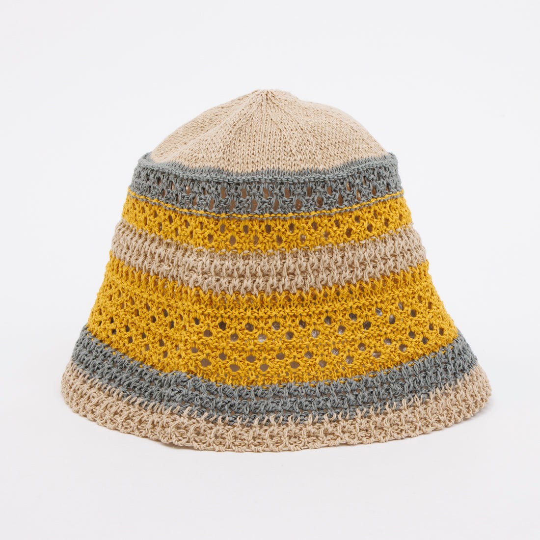 ホームゲーム HOMEGAME HOMEGAME - MULTI STRIPED KNIT HAT【HG241413】 (ベージュ/イエロー) ベージュ/イエロー