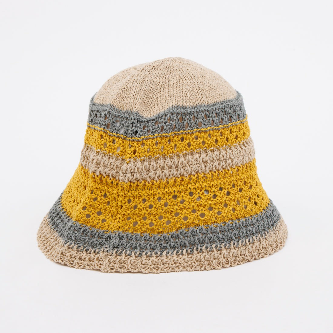 ホームゲーム HOMEGAME HOMEGAME - MULTI STRIPED KNIT HAT【HG241413】 (ベージュ/イエロー) ベージュ/イエロー