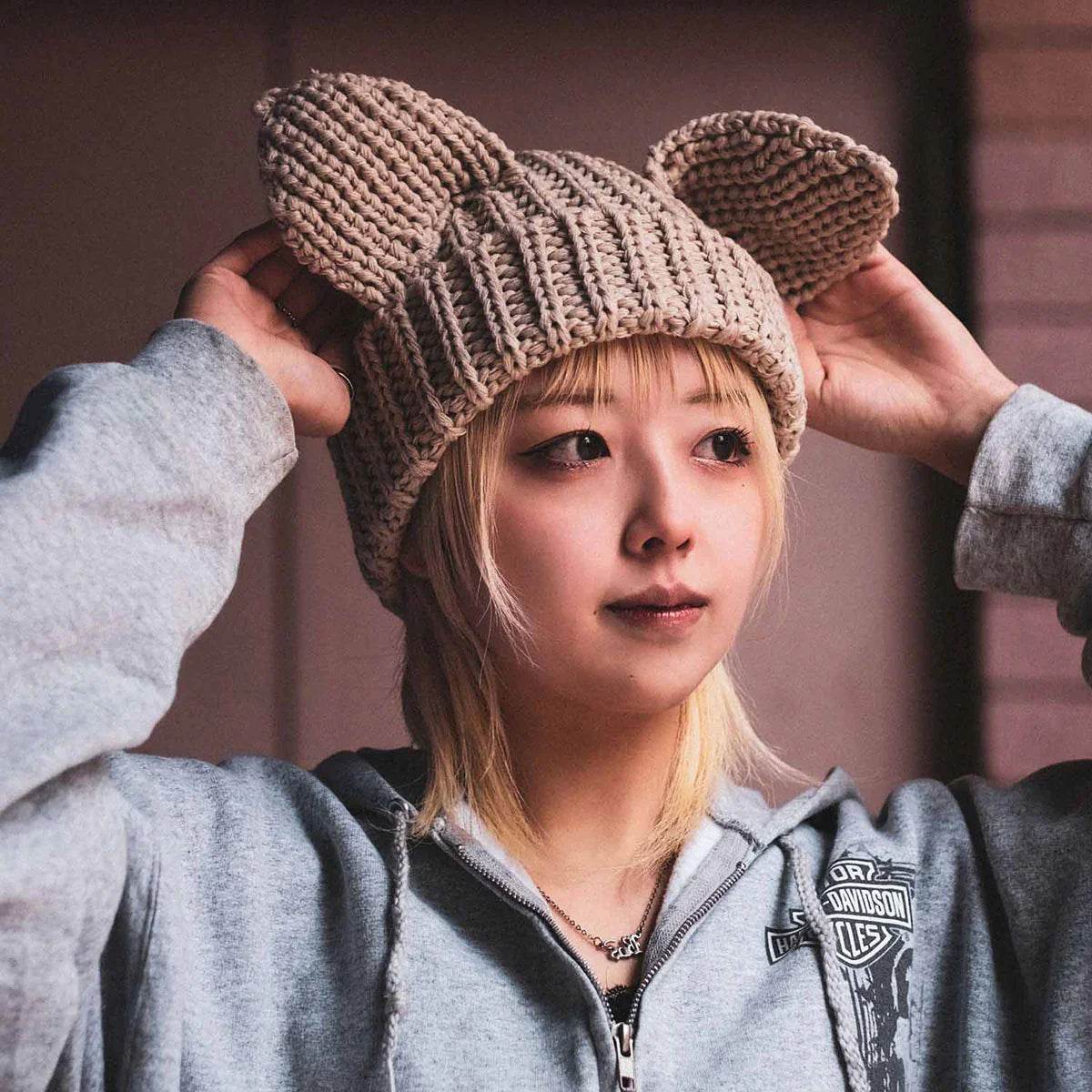 ホームゲーム HOMEGAME HOMEGAME - CAT KNIT CAP BEIGE【HG241404】 (BEIGE) BEIGE