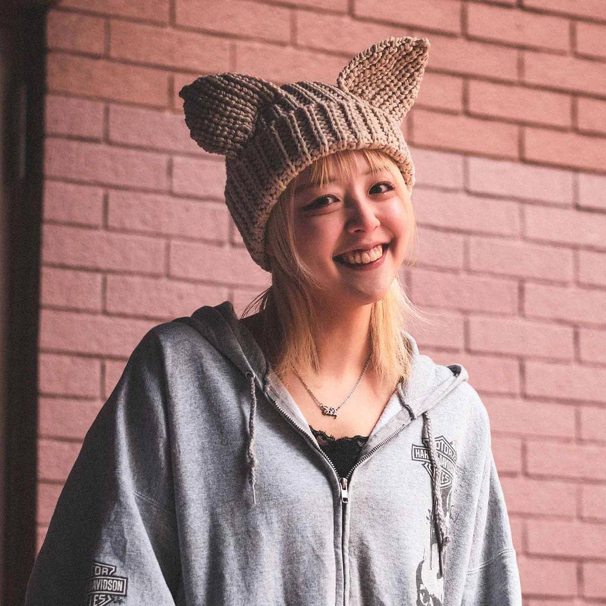 ホームゲーム HOMEGAME HOMEGAME - CAT KNIT CAP BEIGE【HG241404】 (BEIGE) BEIGE