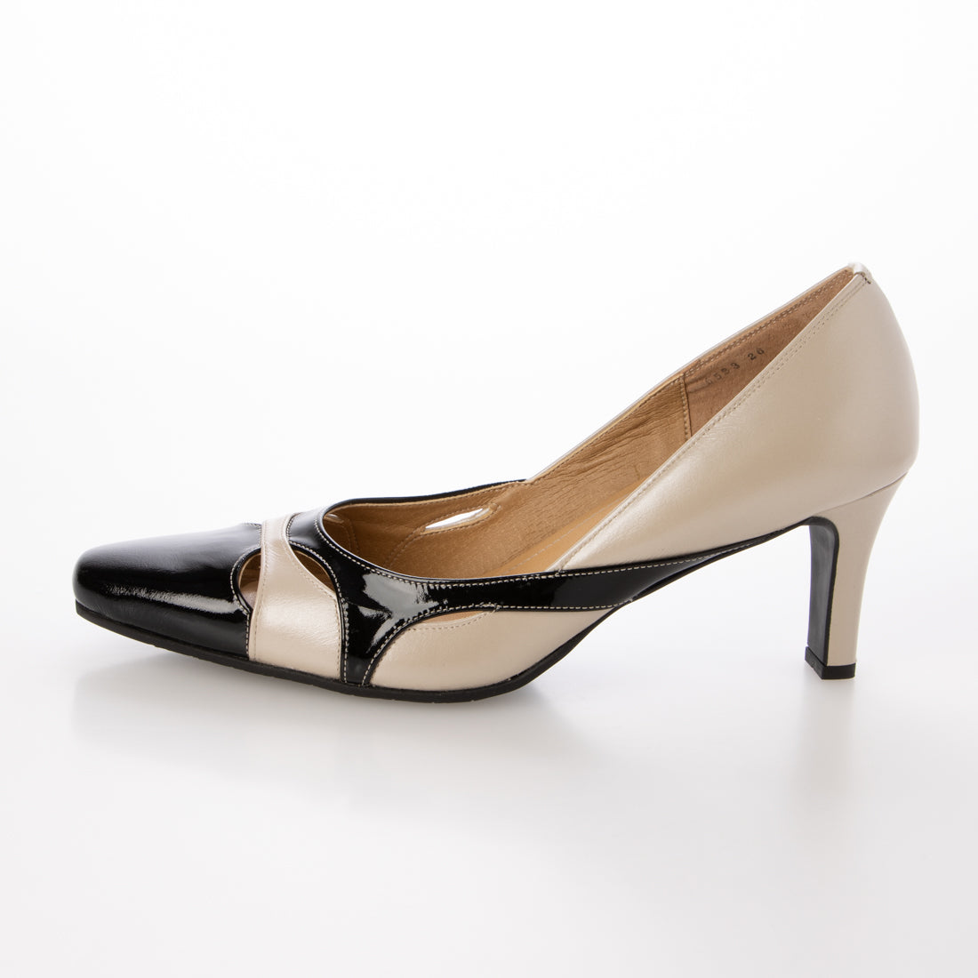 ホ 歩 バイカラースクエアトウパンプス (BLE/C) BLE/C