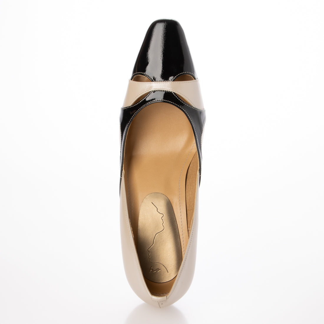 ホ 歩 バイカラースクエアトウパンプス (BLE/C) BLE/C