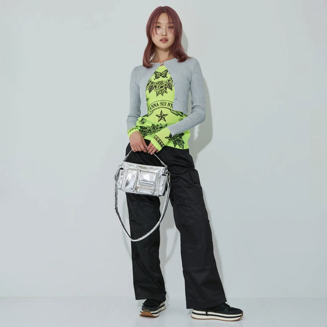 アナスイエヌワイシー ANNA SUI NYC マルチポケットチビバッグ(MULTI-POCKET MINI BAG) (METALLIC SILVER) METALLIC SILVER